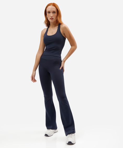 calça legging flare esportiva feminina de poliamida azul