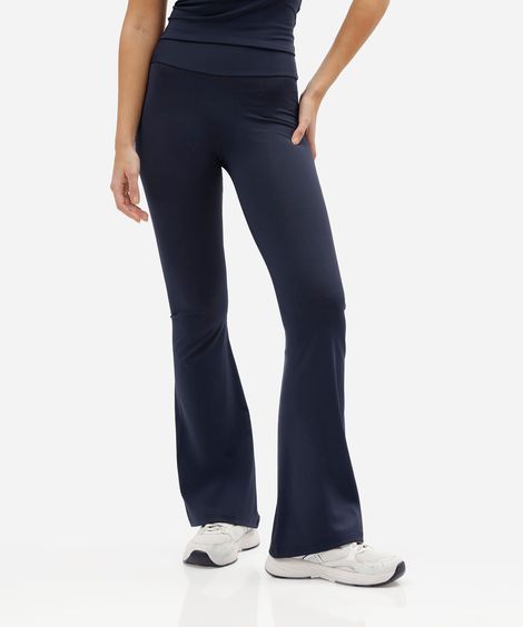 calça legging flare esportiva feminina de poliamida azul