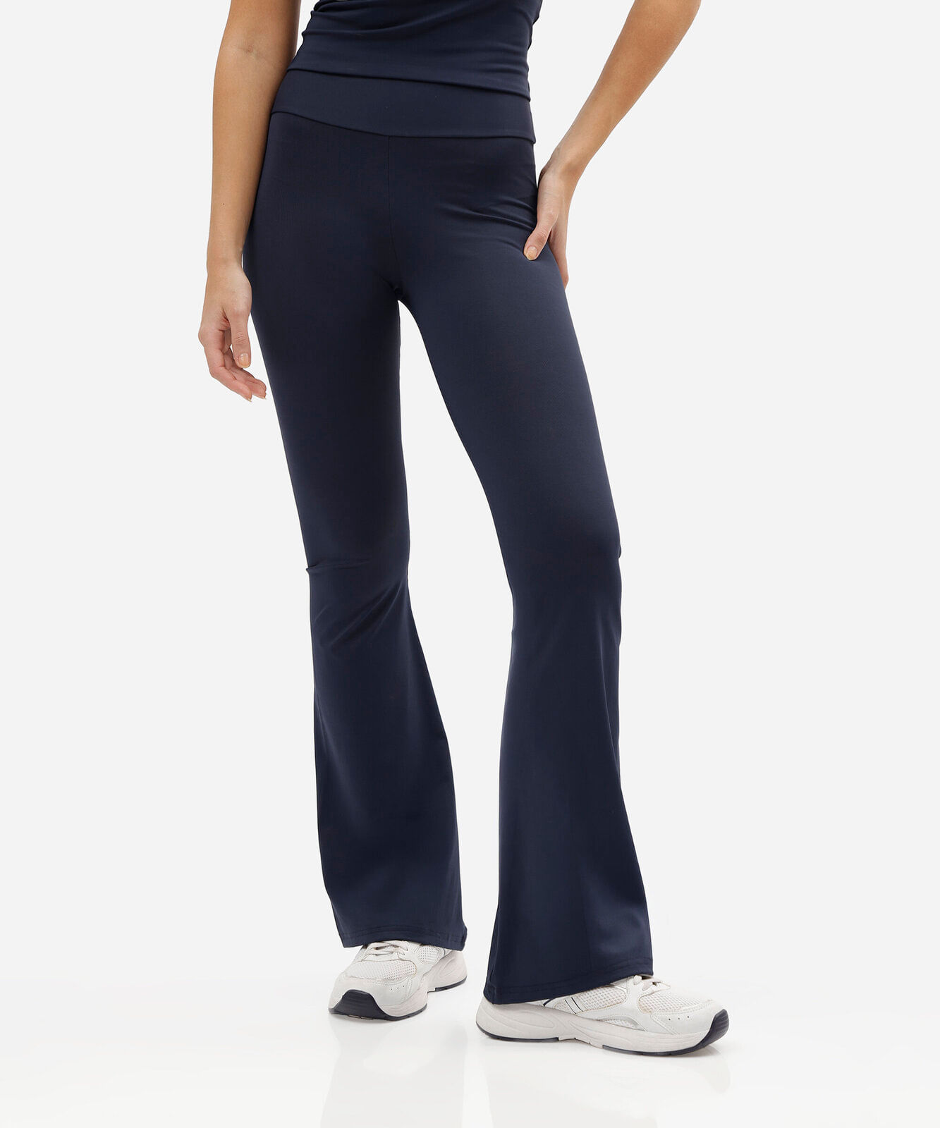 calça legging flare esportiva feminina de poliamida azul
