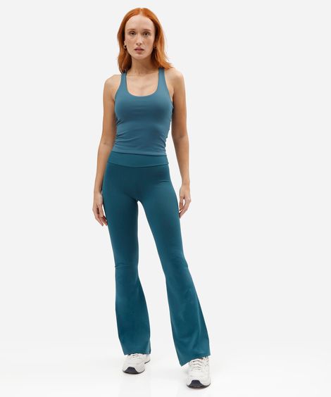 calça legging flare esportiva feminina de poliamida verde
