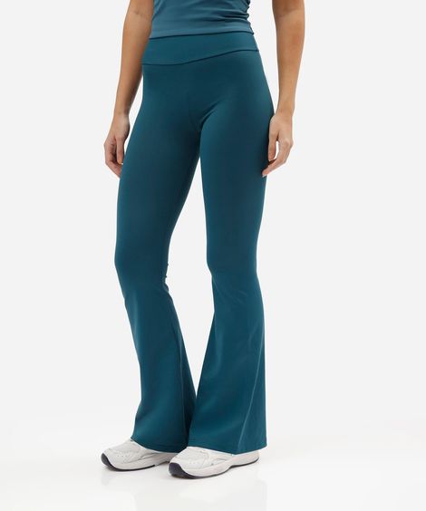 calça legging flare esportiva feminina de poliamida verde