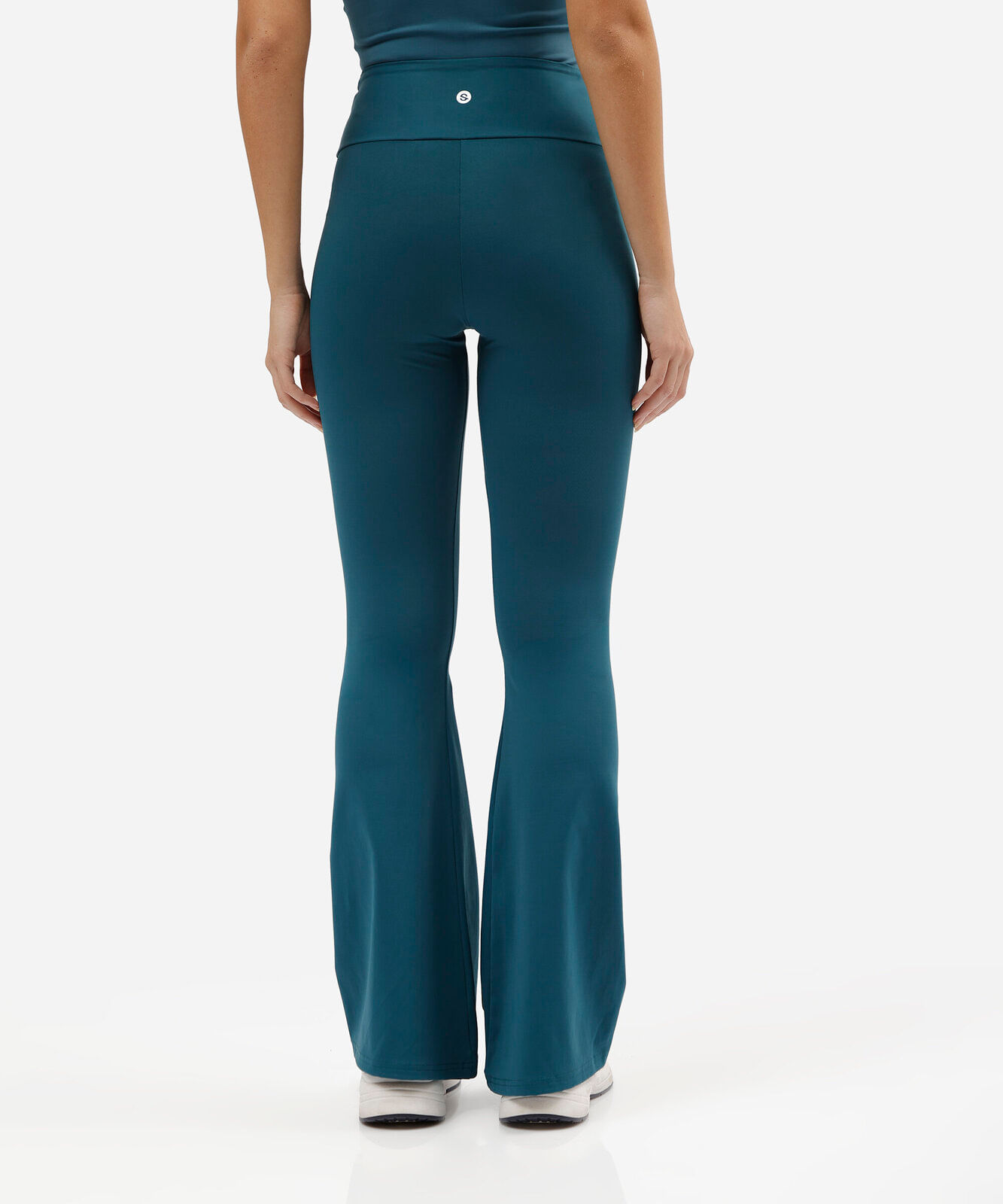 calça legging flare esportiva feminina de poliamida verde