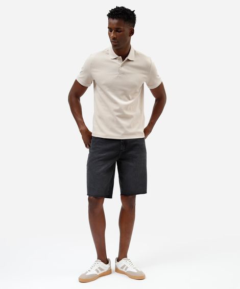 bermuda slim masculina jeans com barra a fio preta