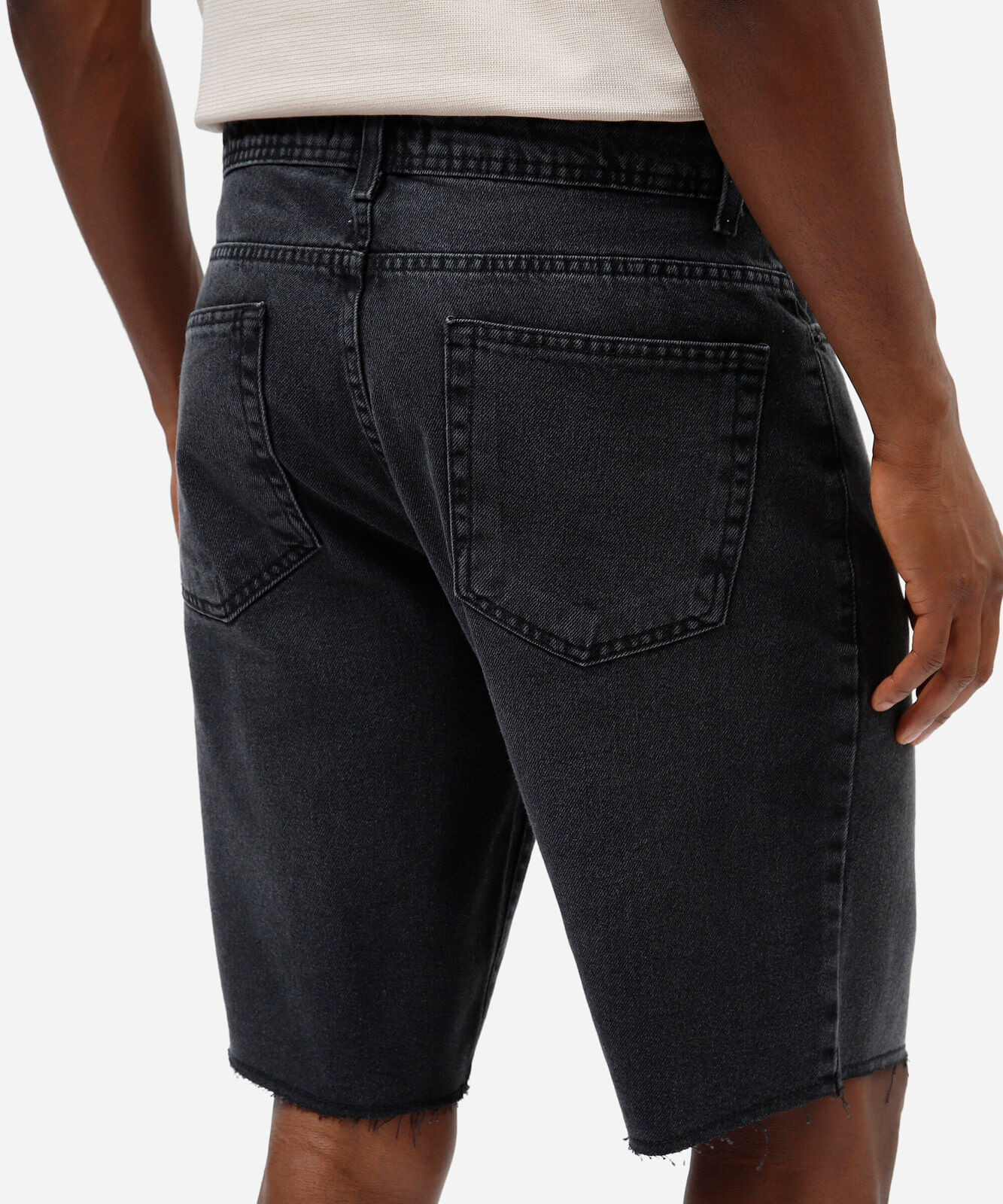 bermuda slim masculina jeans com barra a fio preta