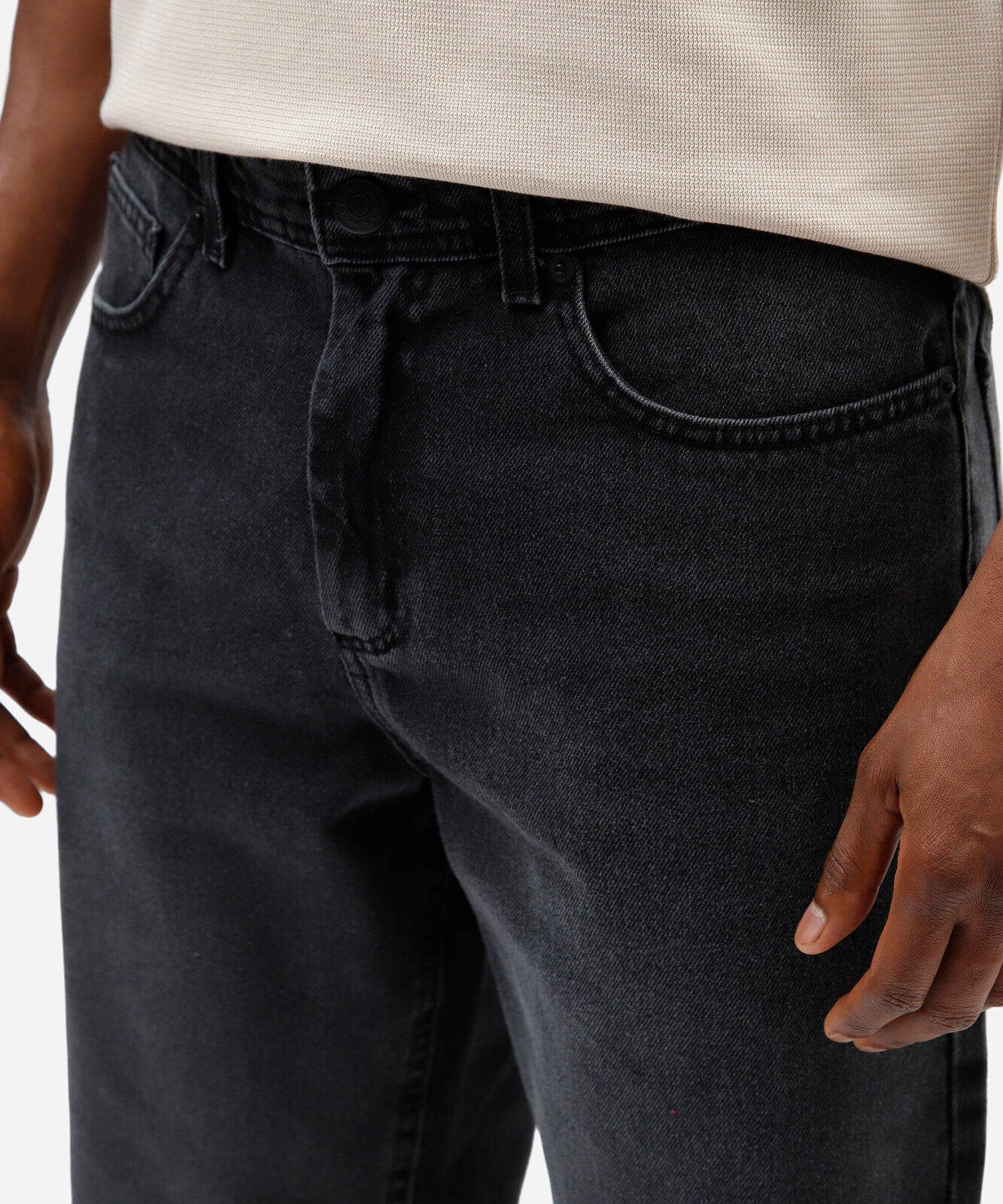bermuda slim masculina jeans com barra a fio preta