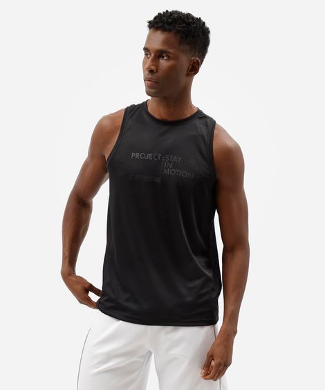regata slim esportiva masculina estampada preta