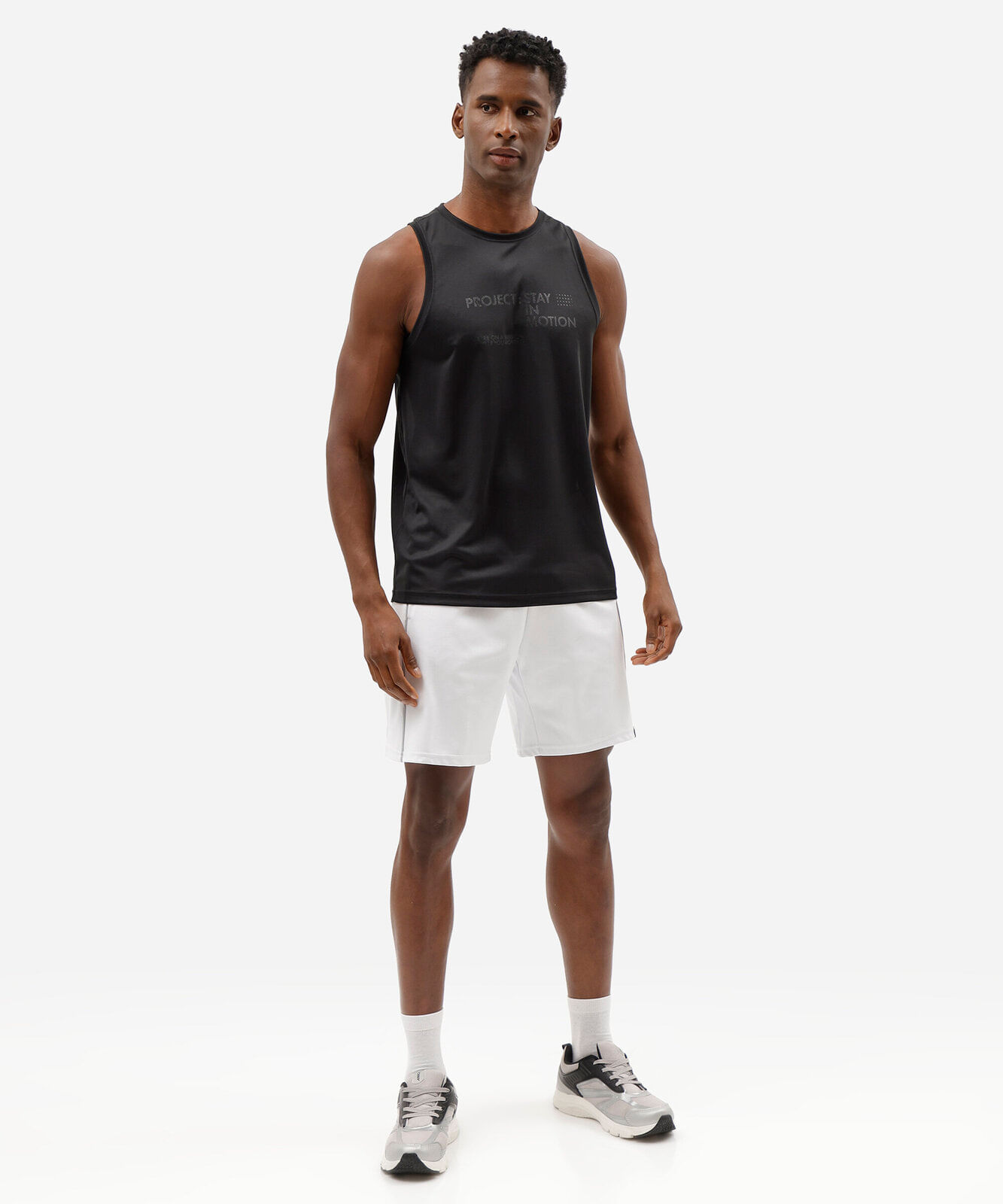 regata slim esportiva masculina estampada preta