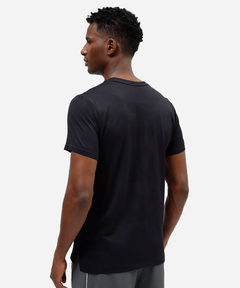 camiseta masculina de poliamida esportiva sem costura preta