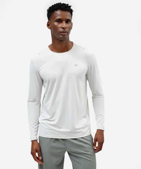 camiseta masculina esportiva manga longa cinza