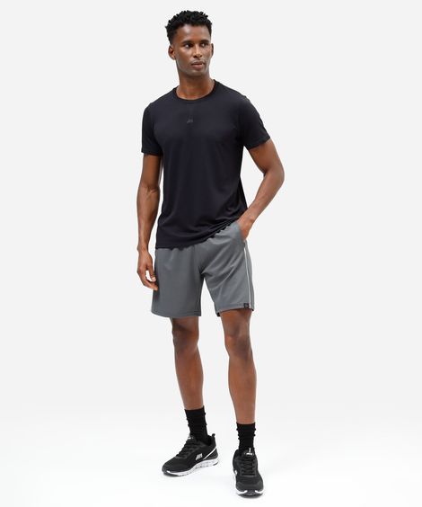 bermuda esportiva masculina com recorte cinza