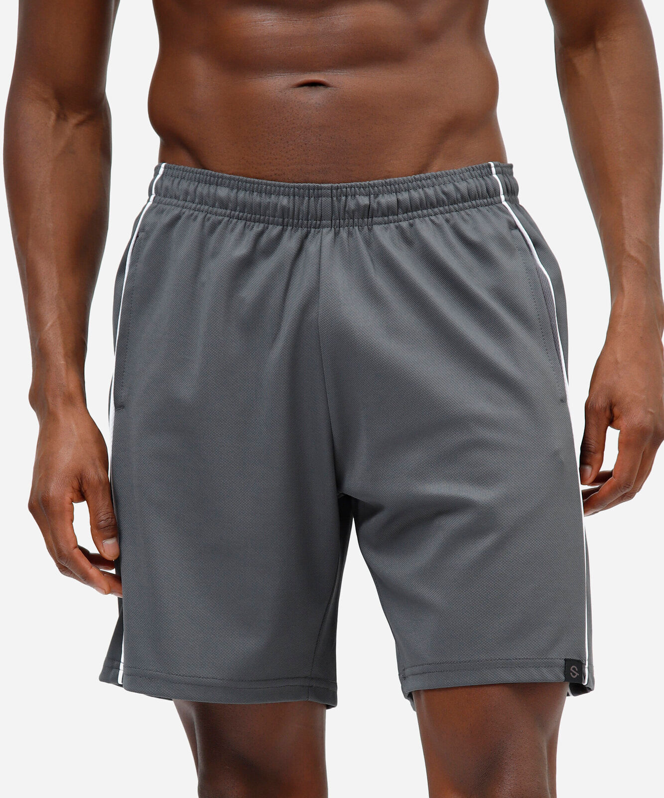 bermuda esportiva masculina com recorte cinza