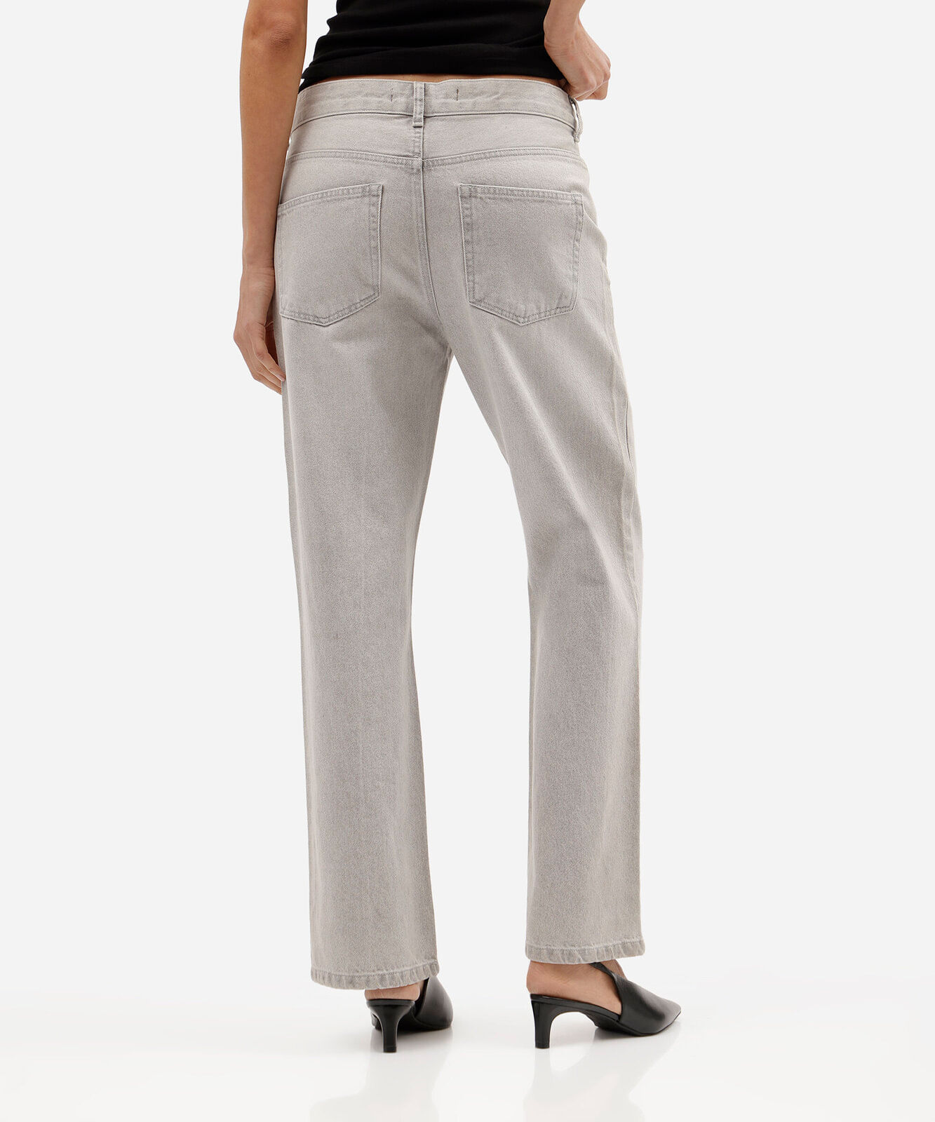 calça wide leg slim feminina jeans cinza