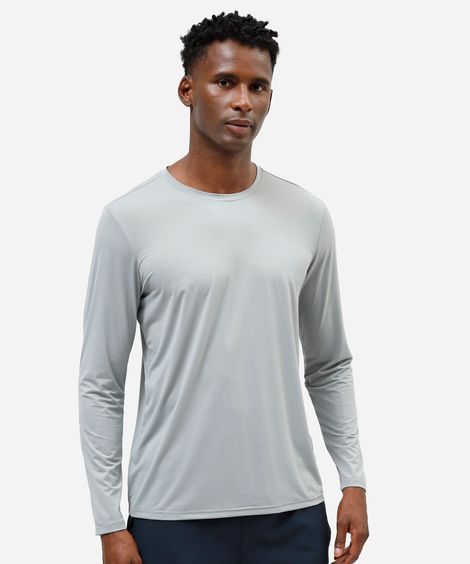 camiseta masculina esportiva manga longa cinza