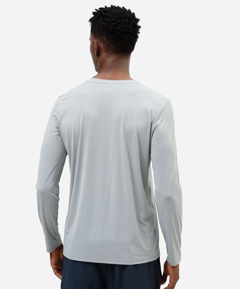 camiseta masculina esportiva manga longa cinza