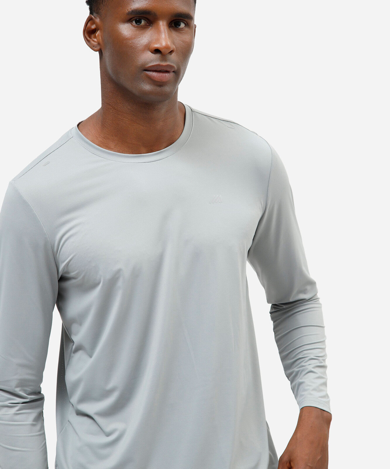 camiseta masculina esportiva manga longa cinza