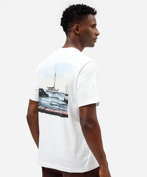 camiseta masculina de algodão manga curta estampada off white