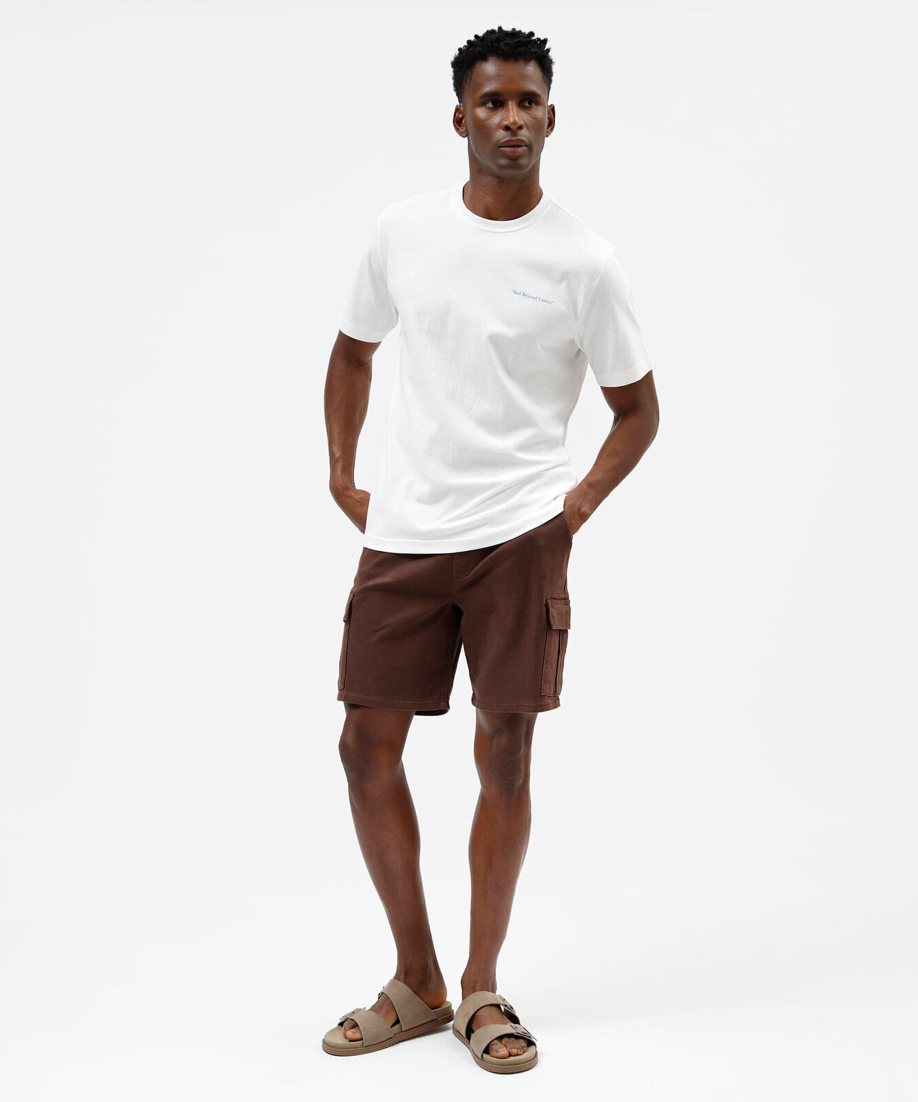camiseta masculina de algodão manga curta estampada off white