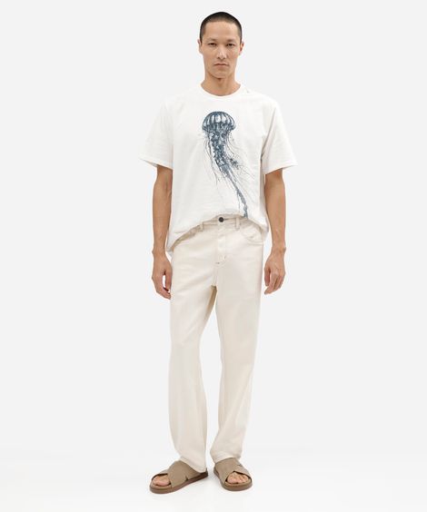 calça reta masculina de sarja branca