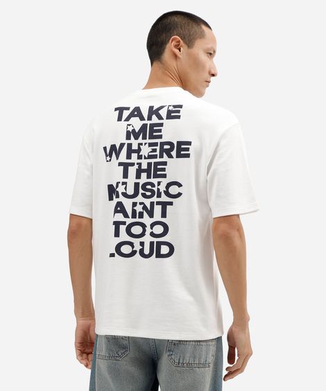 camiseta masculina com algodão manga curta estampada off white
