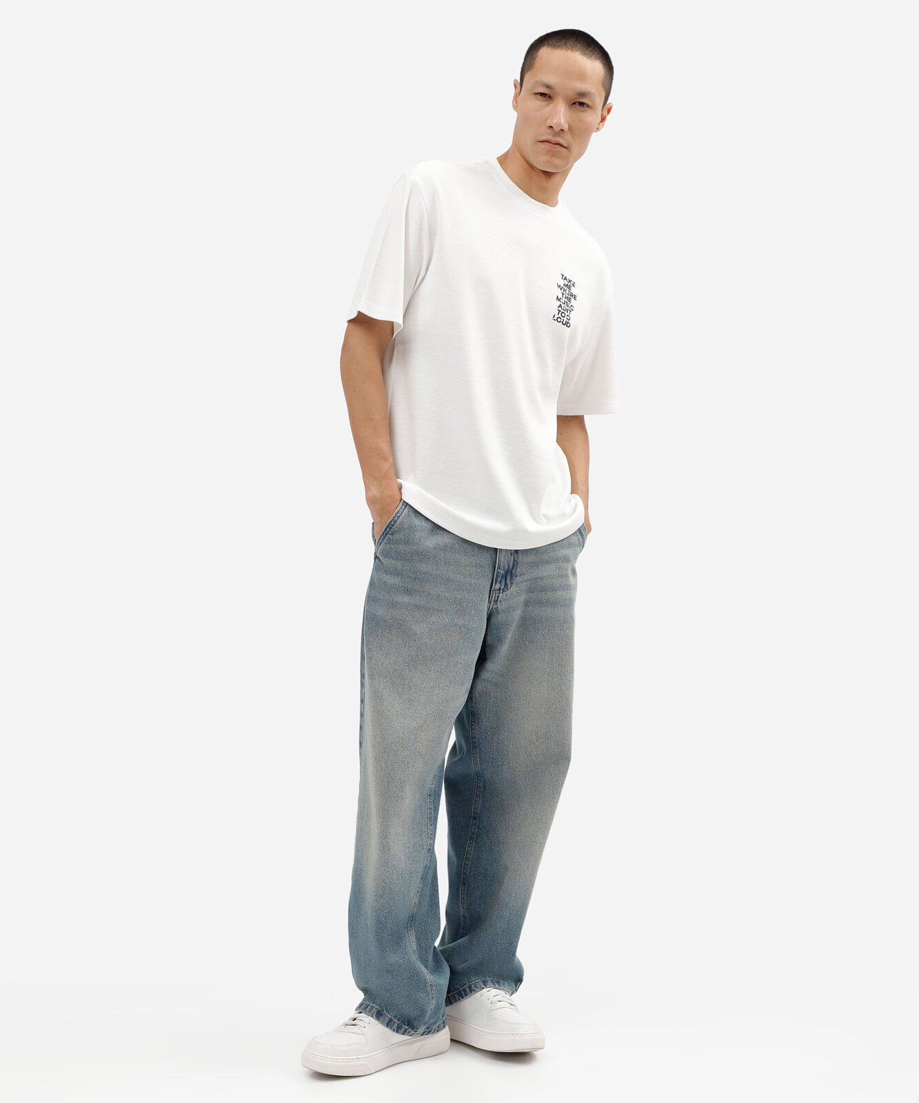 camiseta masculina com algodão manga curta estampada off white
