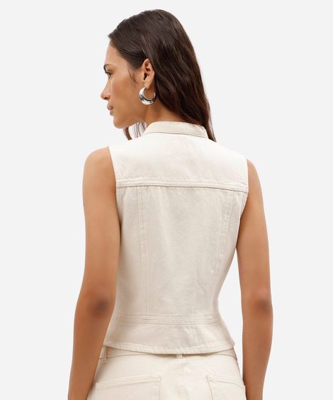 colete feminino de sarja militar off white