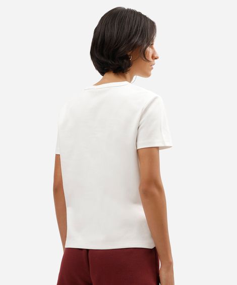 camiseta feminina de manga curta em malha ponto roma off white