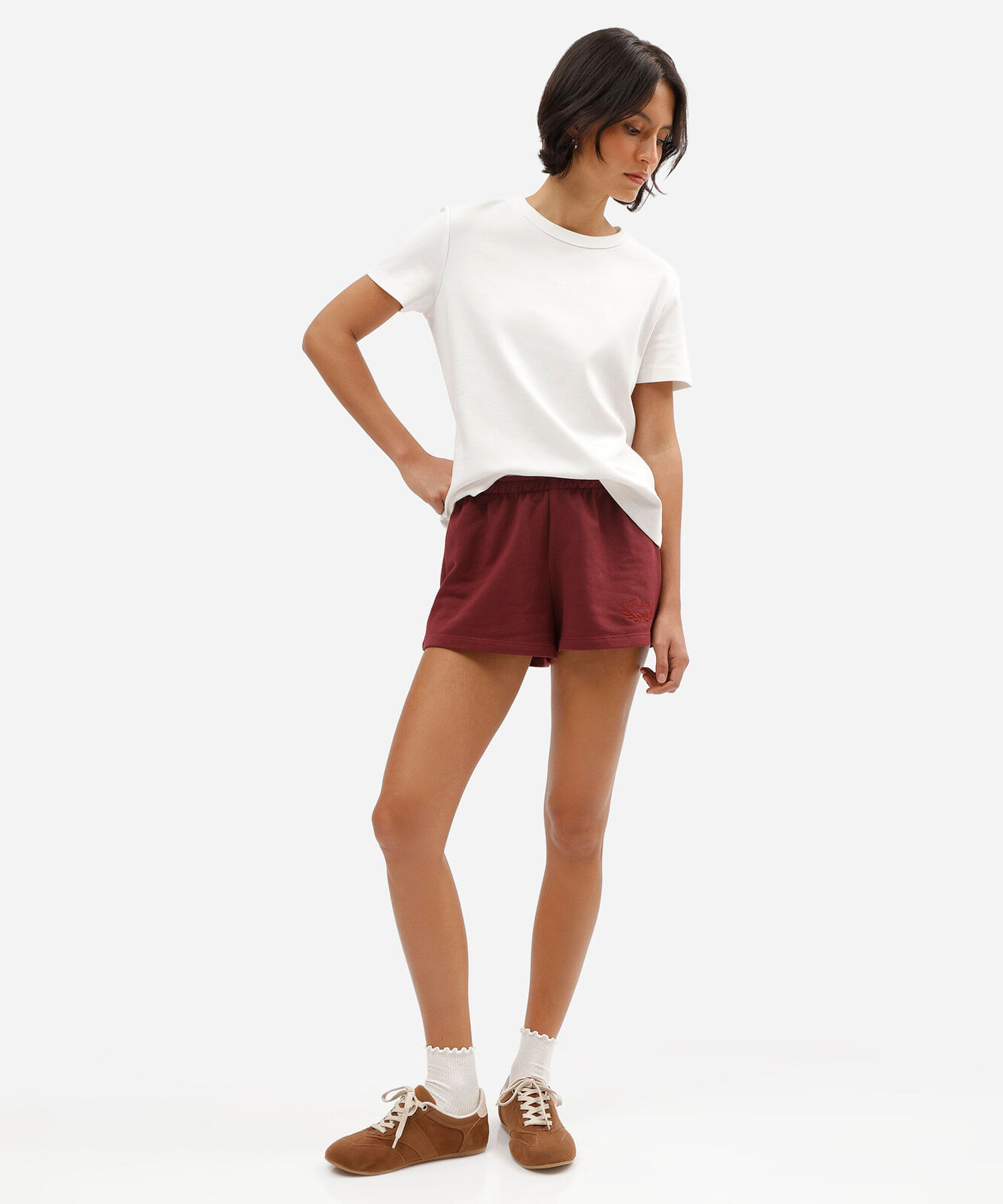 camiseta feminina de manga curta em malha ponto roma off white