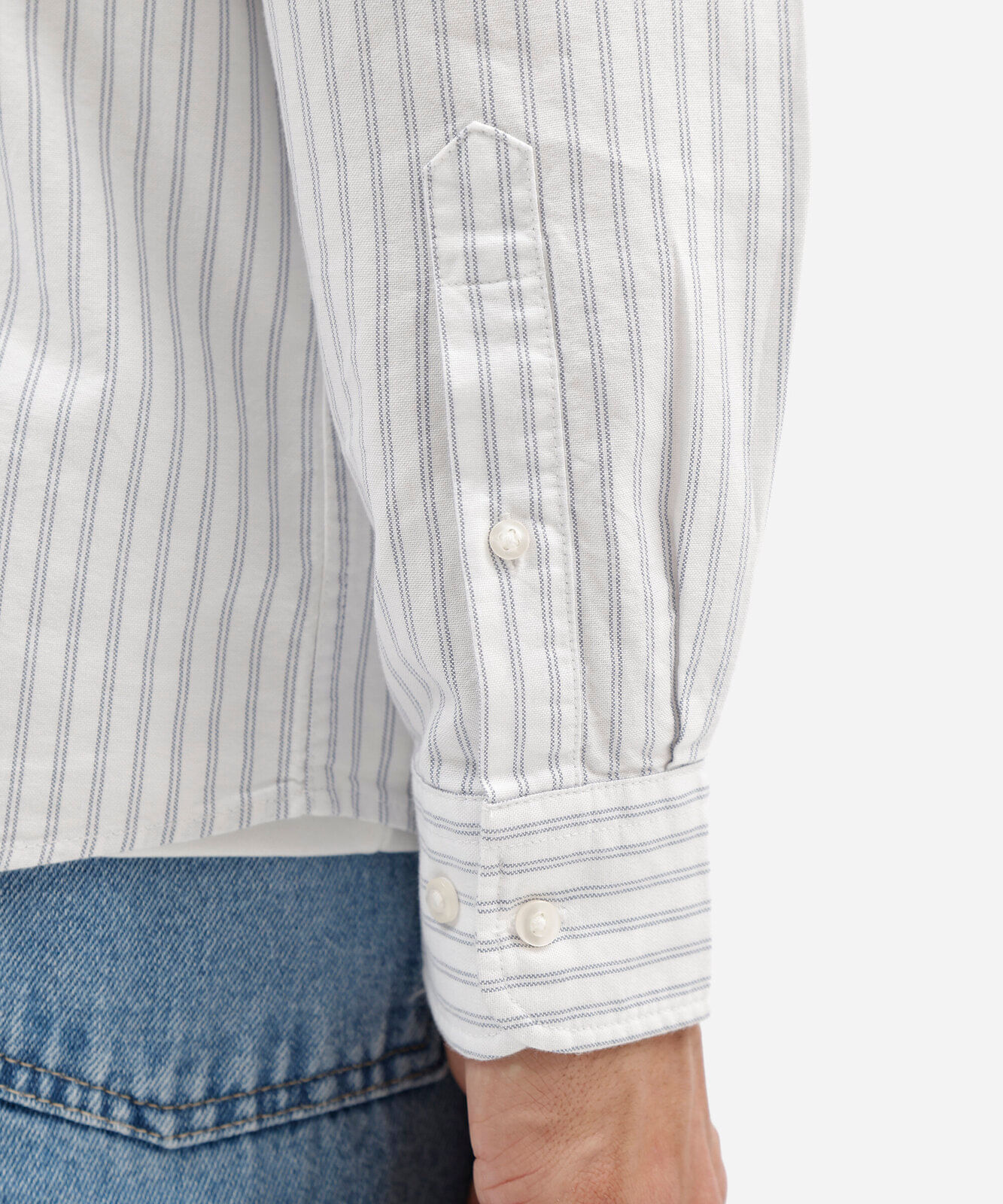 camisa masculina de algodão manga longa listrada azul