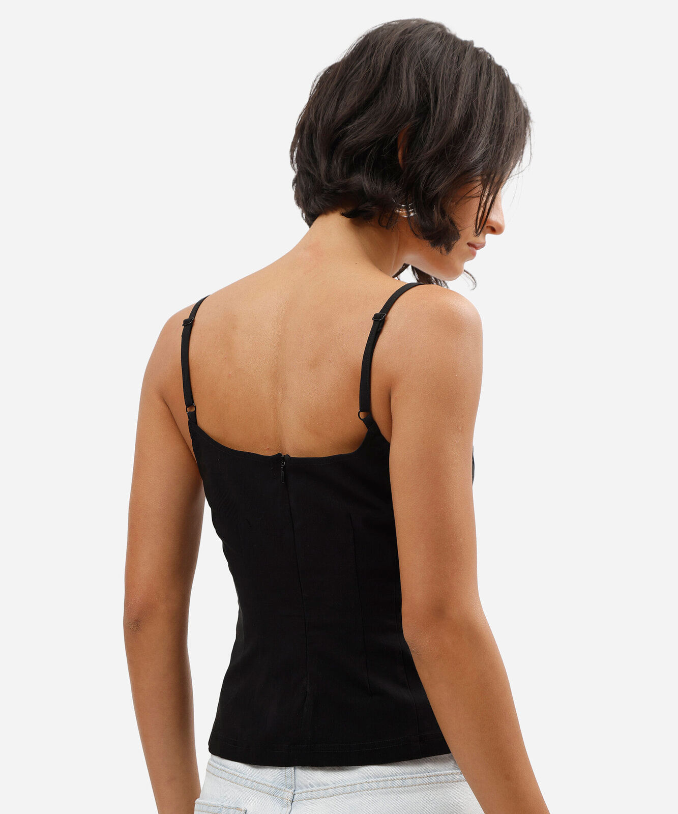 blusa alça fina feminina com viscose preta