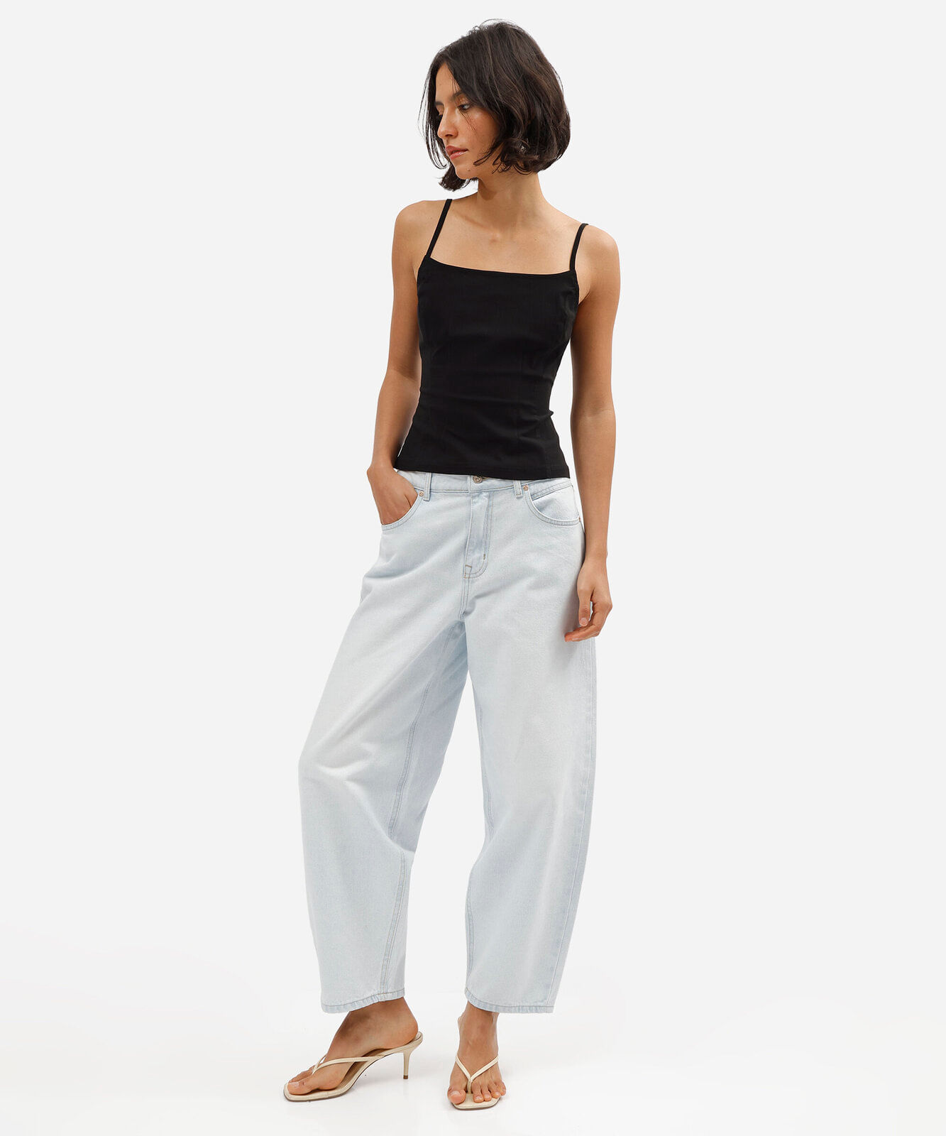 blusa alça fina feminina com viscose preta