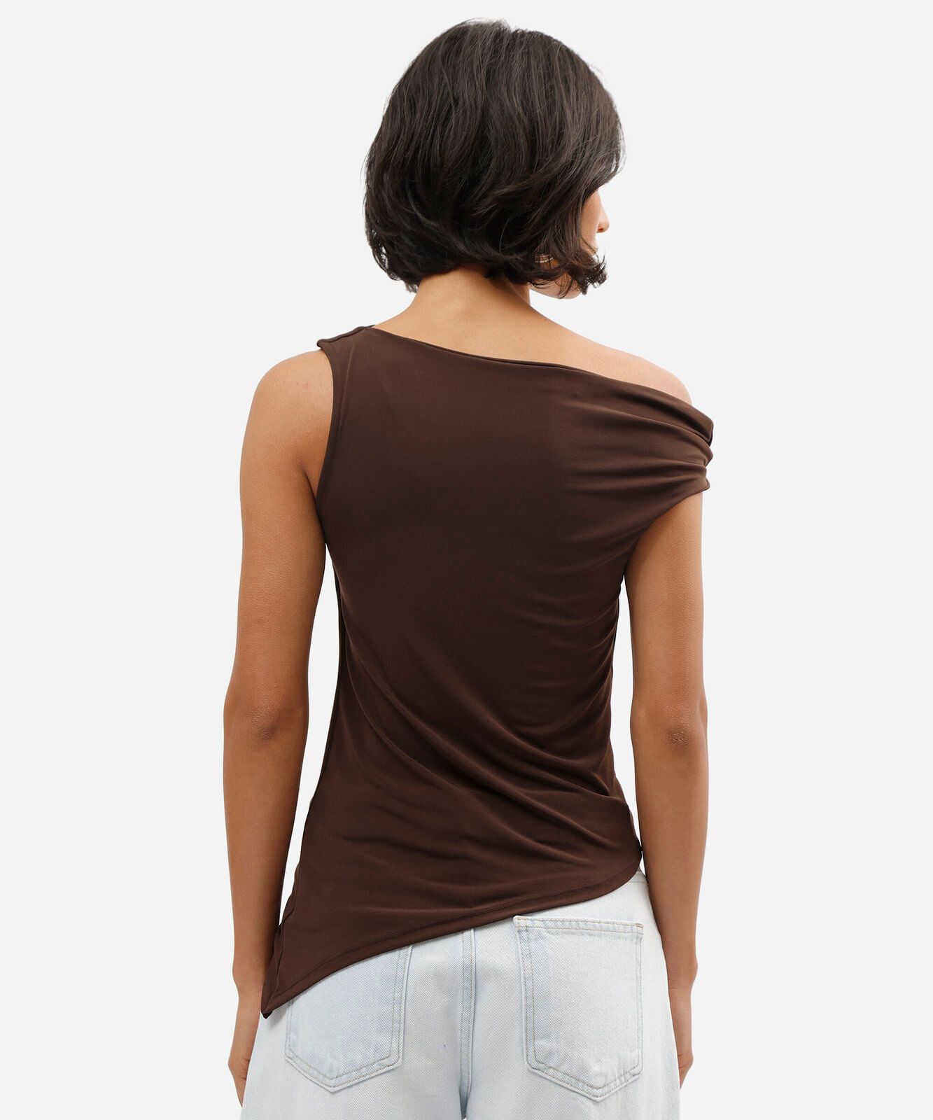blusa feminina assimétrica marrom