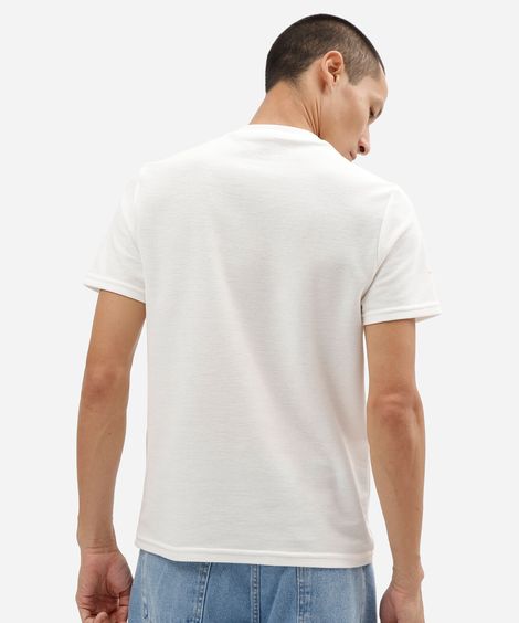 camiseta henley masculina slim em malha favo off white
