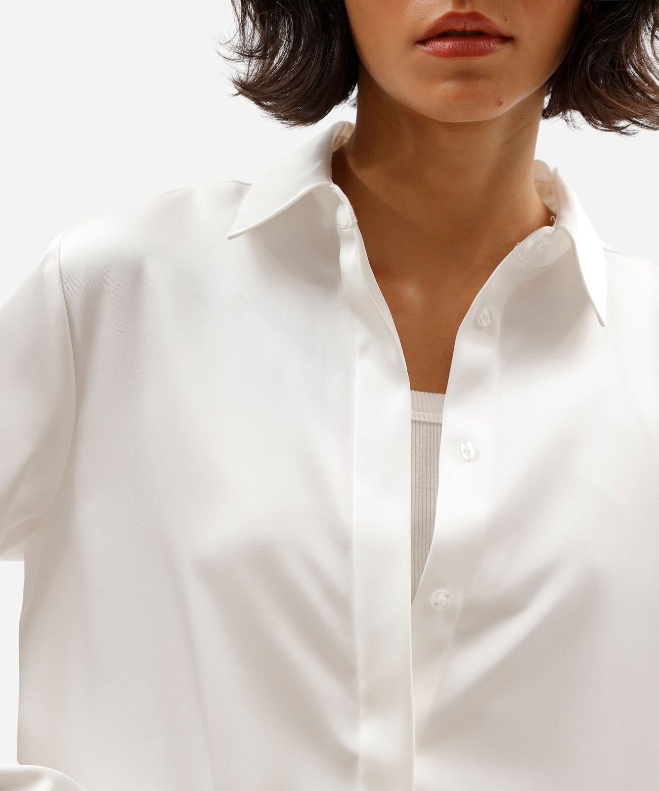 camisa acetinada oversized off white