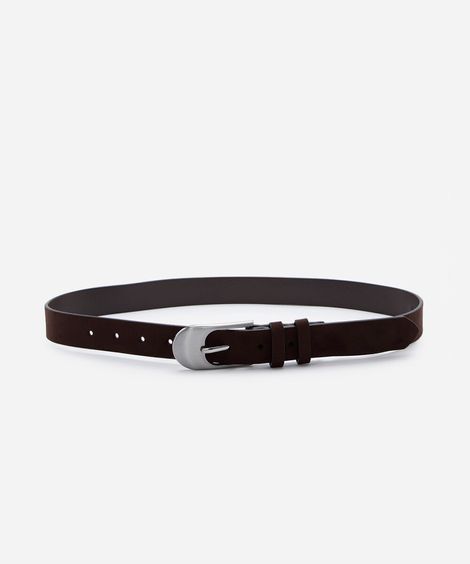 cinto feminino fino mindset acamurçado com fivela de metal marrom
