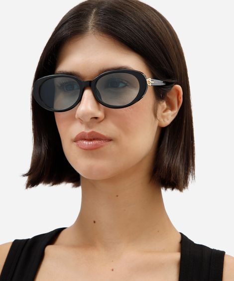 óculos de sol feminino oval de acetato triton preto
