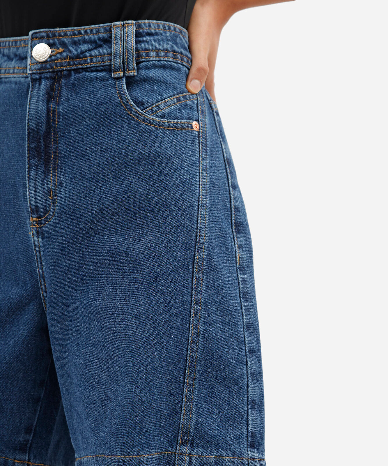 bermuda feminina jeans cintura alta azul