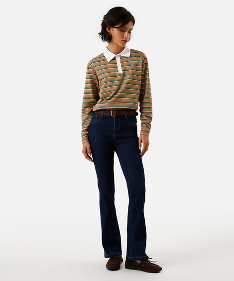 calça boot cut petit feminina jeans sawary azul