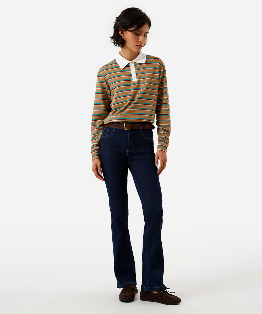 calça boot cut petit feminina jeans sawary azul