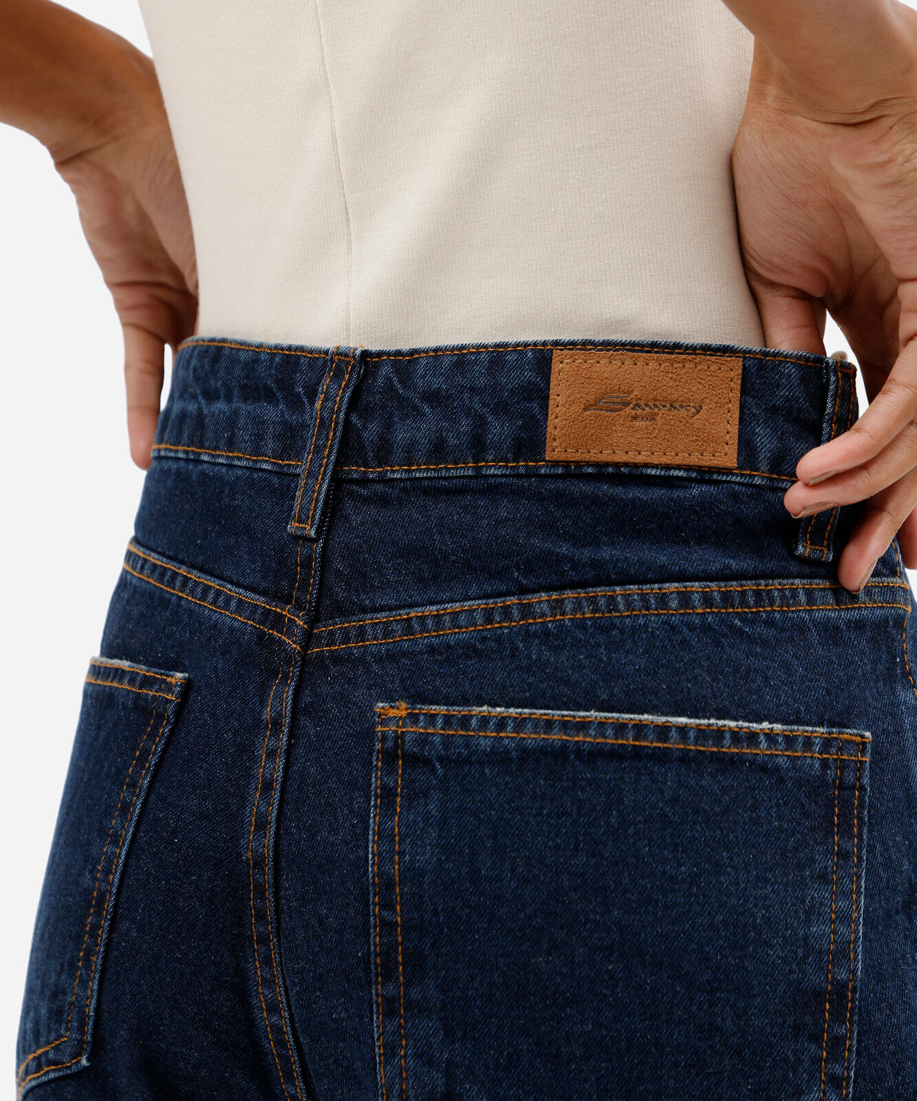 calça wide leg petit feminina jeans cintura alta sawary azul