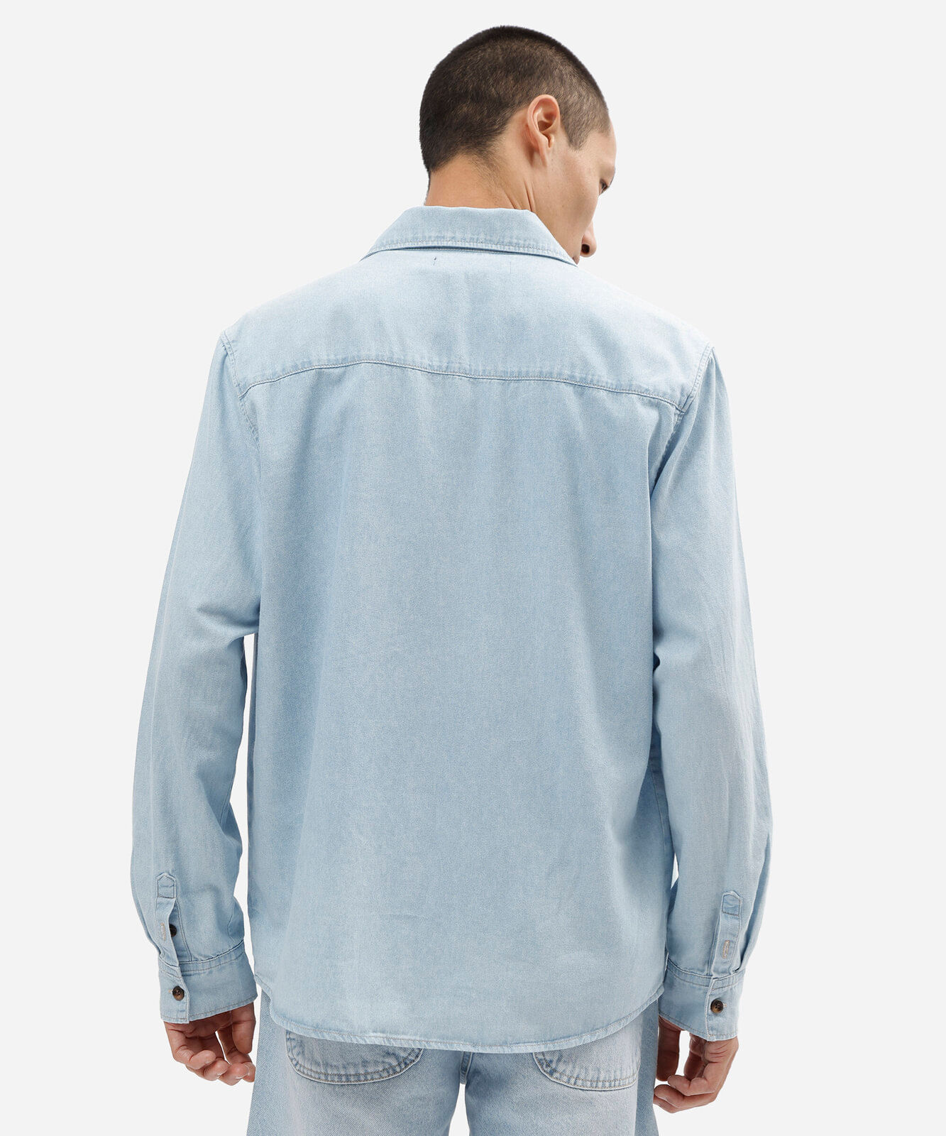 camisa western masculina jeans manga longa azul