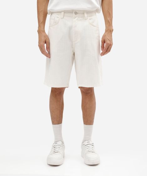bermuda reta masculina de sarja off white