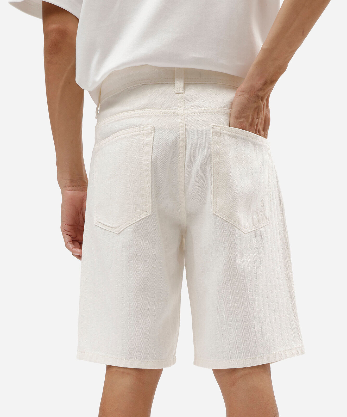 bermuda reta masculina de sarja off white