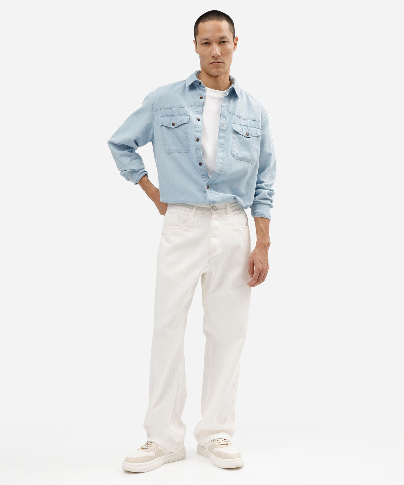 calça baggy masculina de sarja branca
