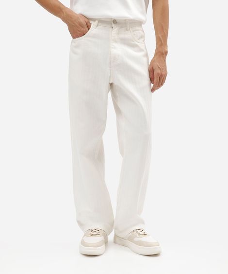 calça baggy masculina de sarja branca