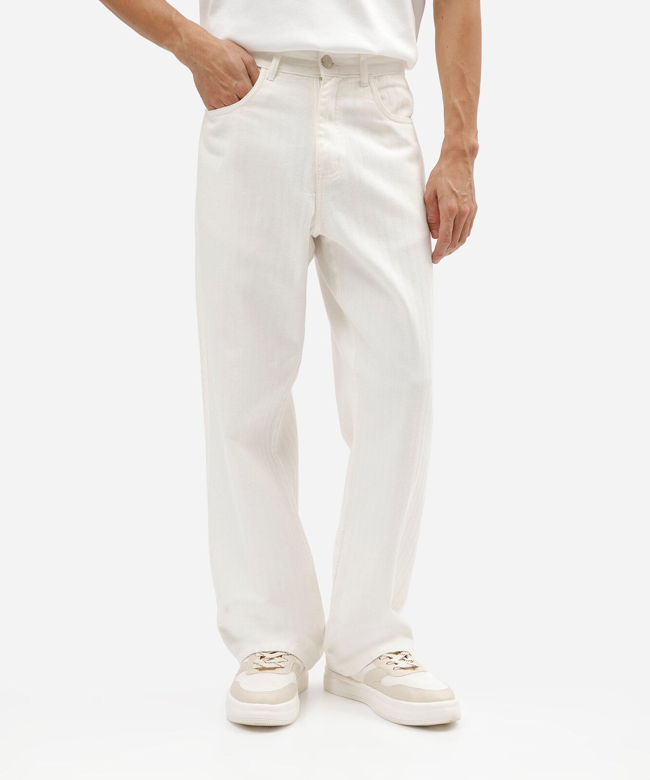 calça baggy masculina de sarja branca