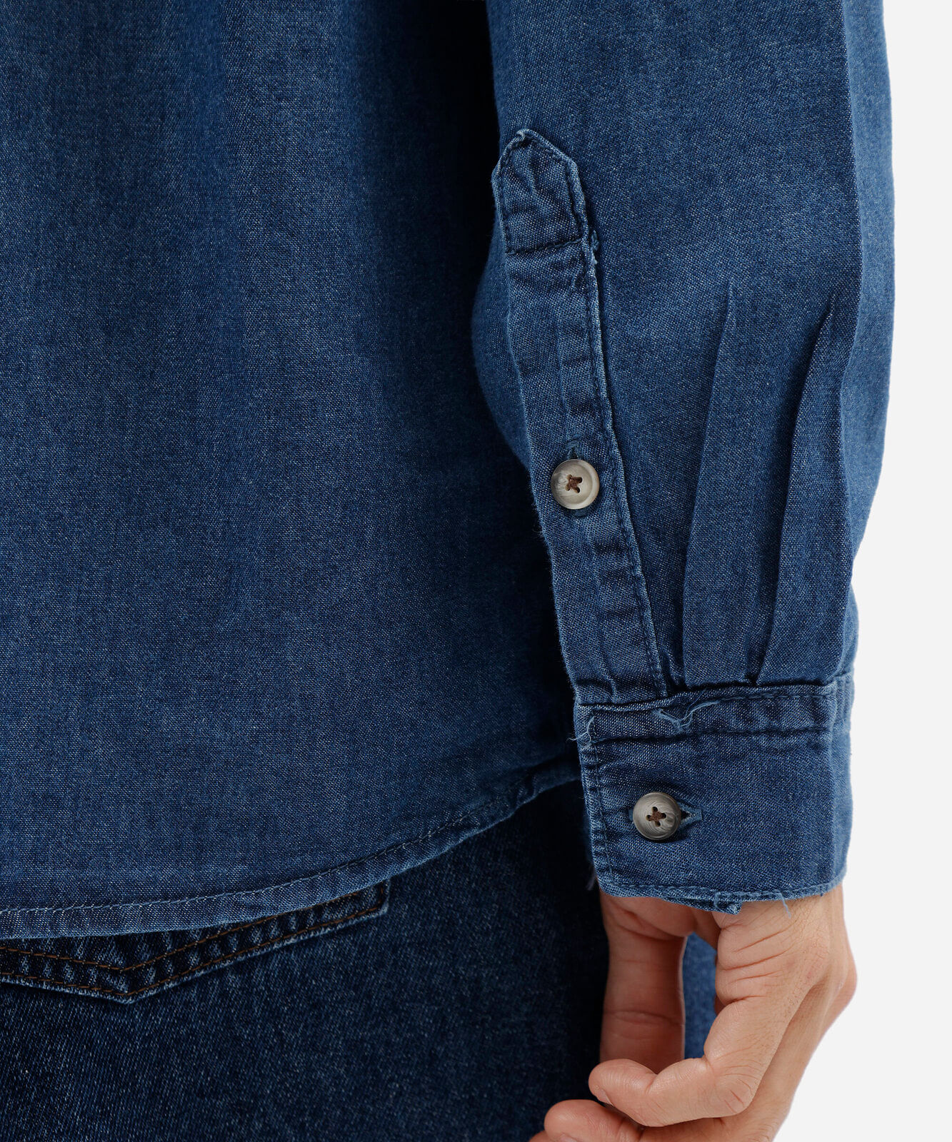 camisa masculina jeans manga longa azul
