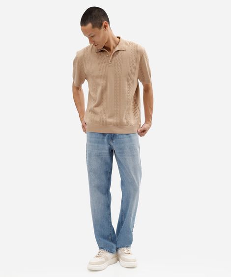 calça reta masculina jeans azul