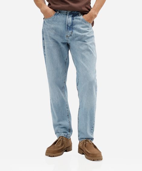 calça reta masculina jeans azul
