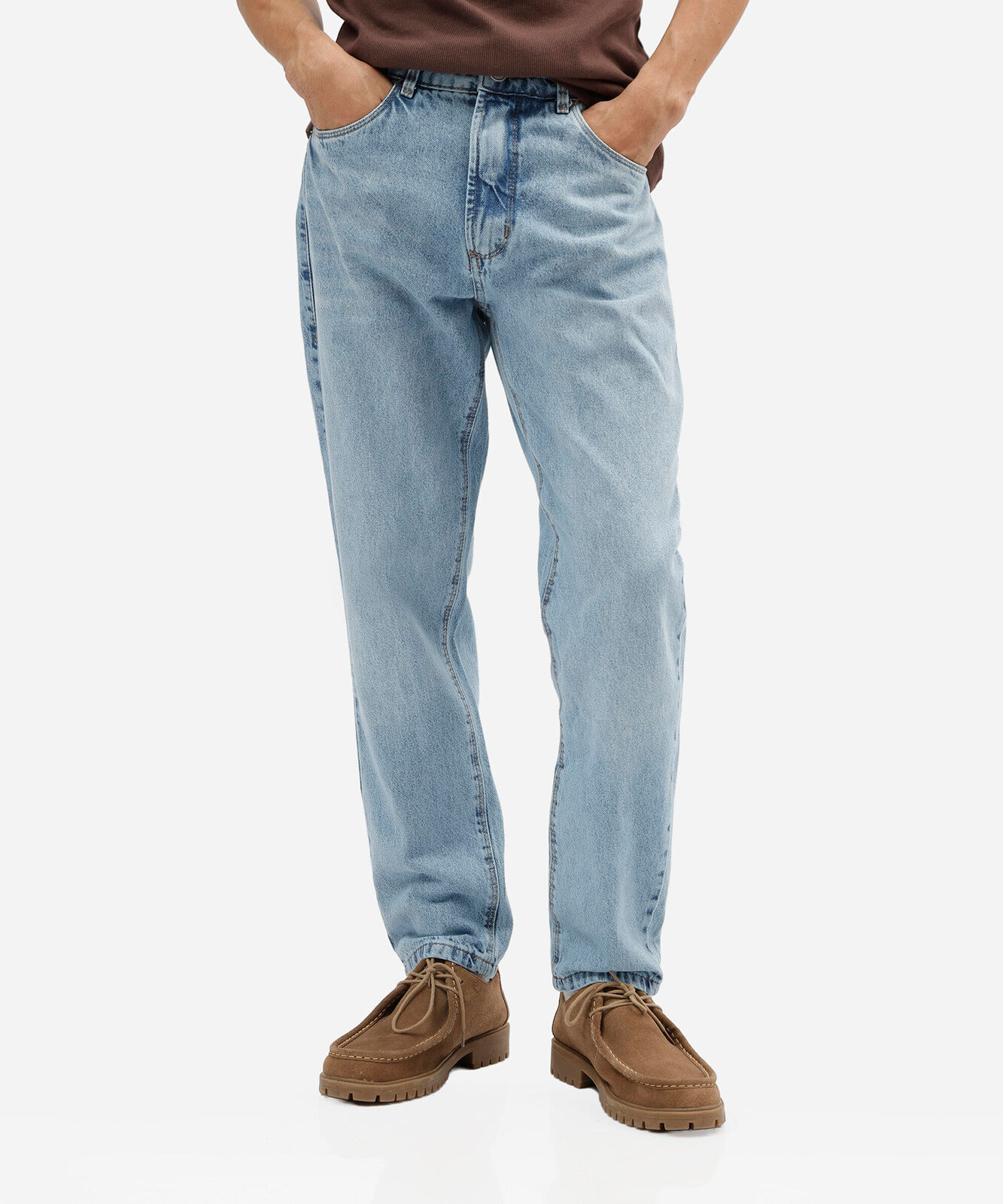 calça reta masculina jeans azul