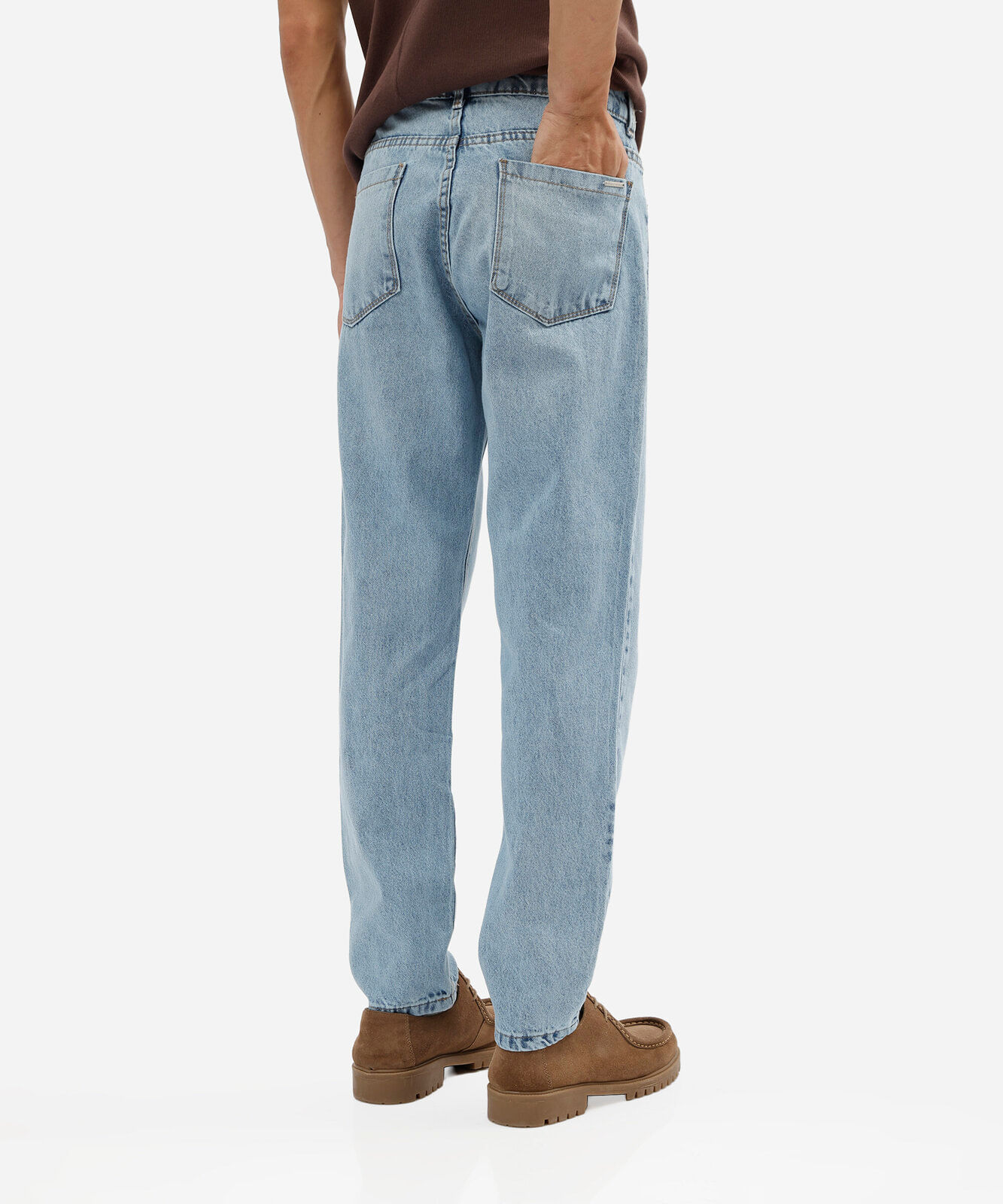 calça reta masculina jeans azul